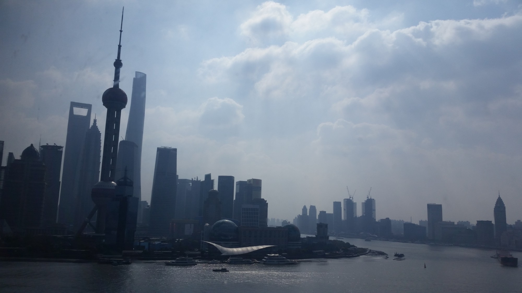 The Shanghai waterfront early in the morning on a nice winter day.